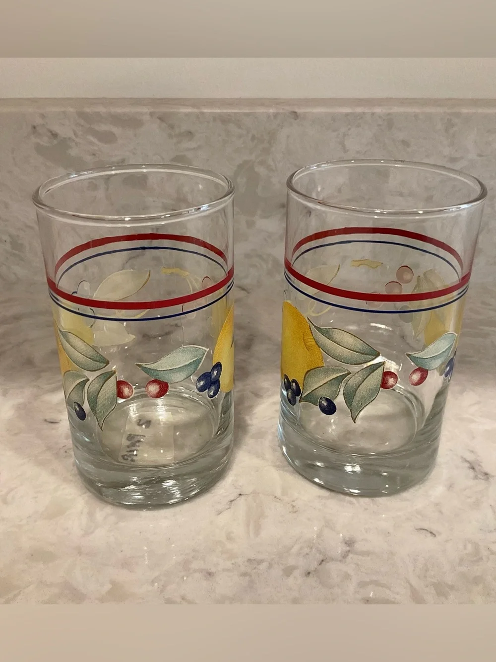 Vintage Corelle Cordinates “Abundance”  7 oz Juice Glasses Set of 2, Corning USA